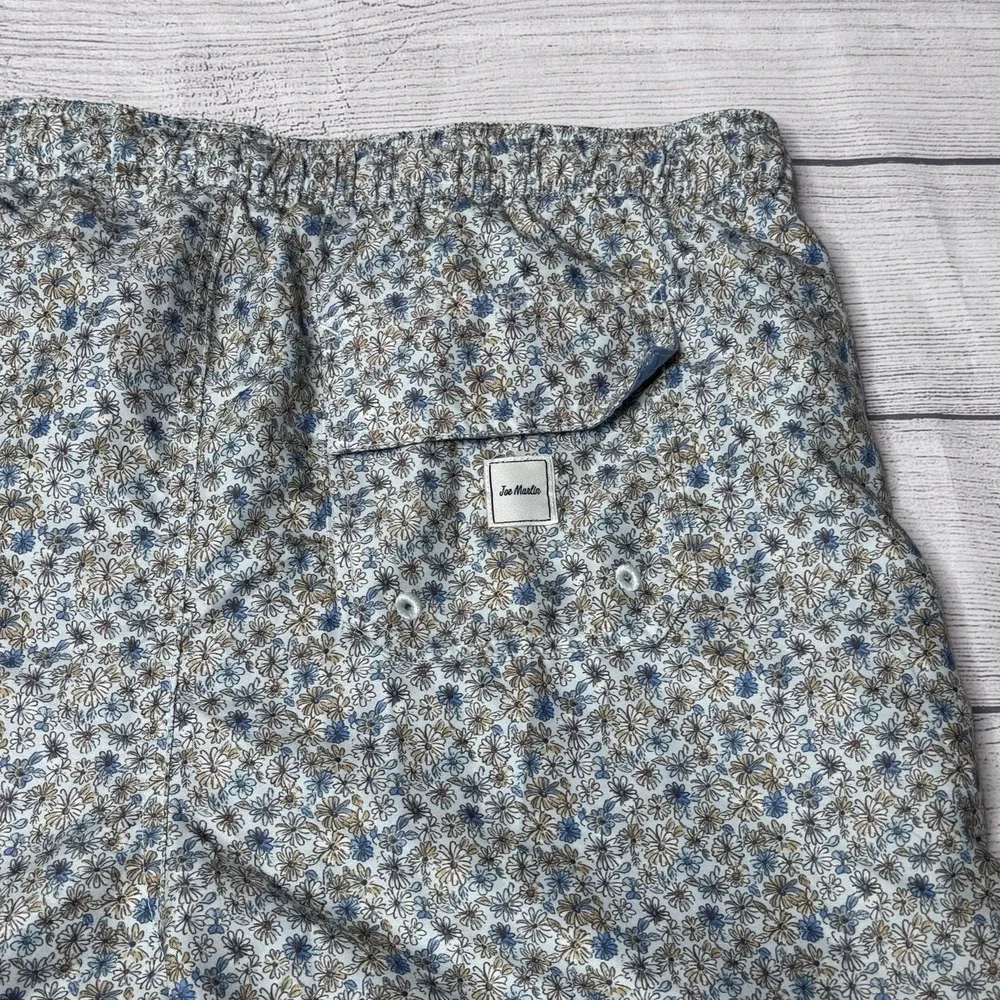 Joe Marlin Sky Gray Blue Brown Floral Lined Swim Trunk Men's Size Large NWT